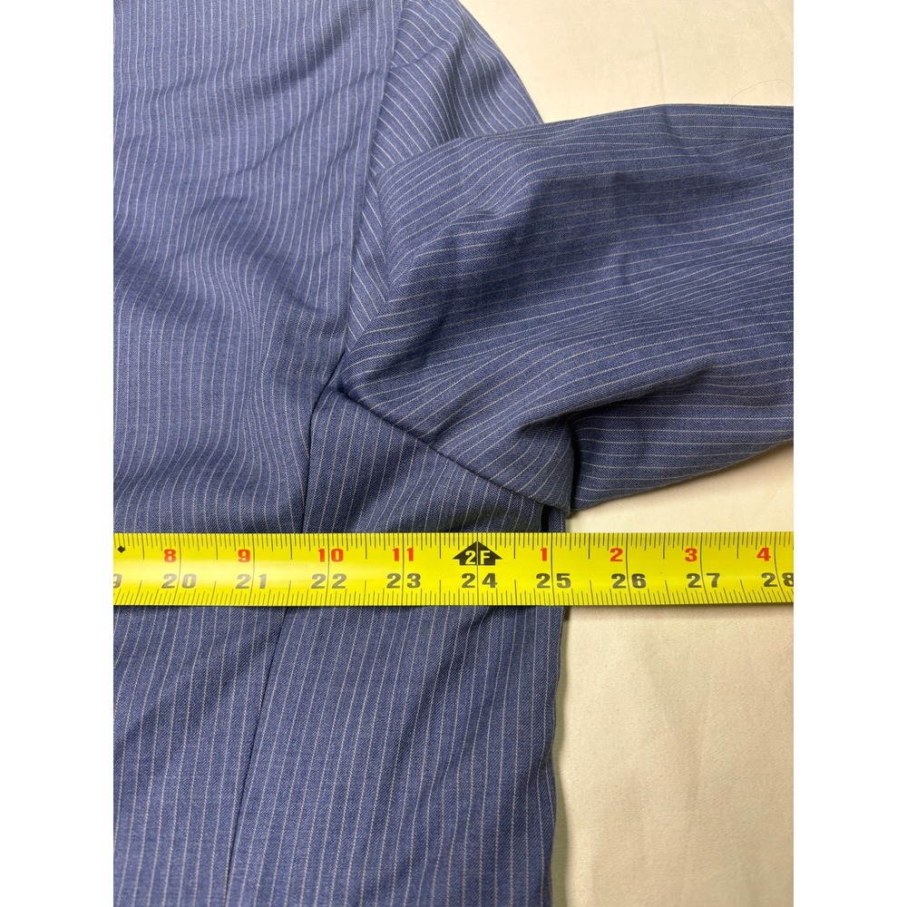 Lauren Ralph Lauren Mens 48L Blue Pinstripe 100% Wool Double Breasted Blazer - Picture 12 of 15